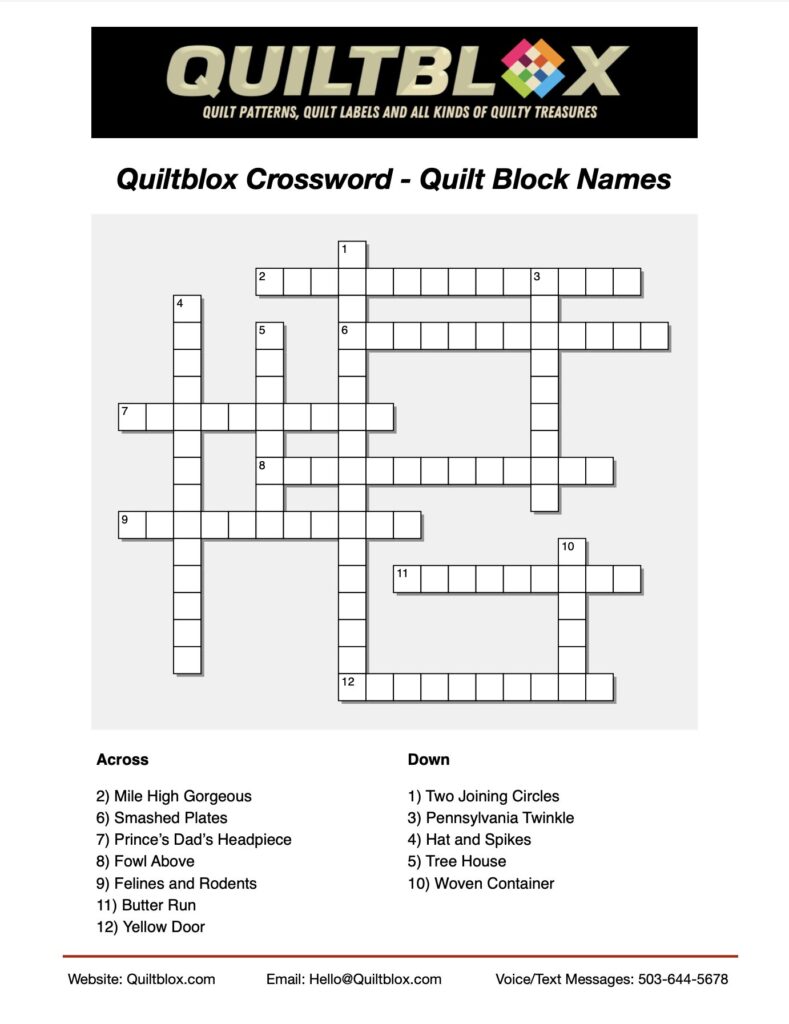 Quiltblox Crossword - Puzzle 1