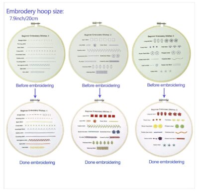 Beginning Embroidery Stitches - Before and After