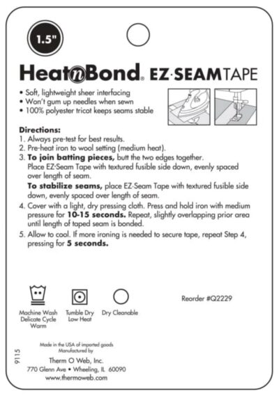 EZ Seam Tape - Back of Packaging