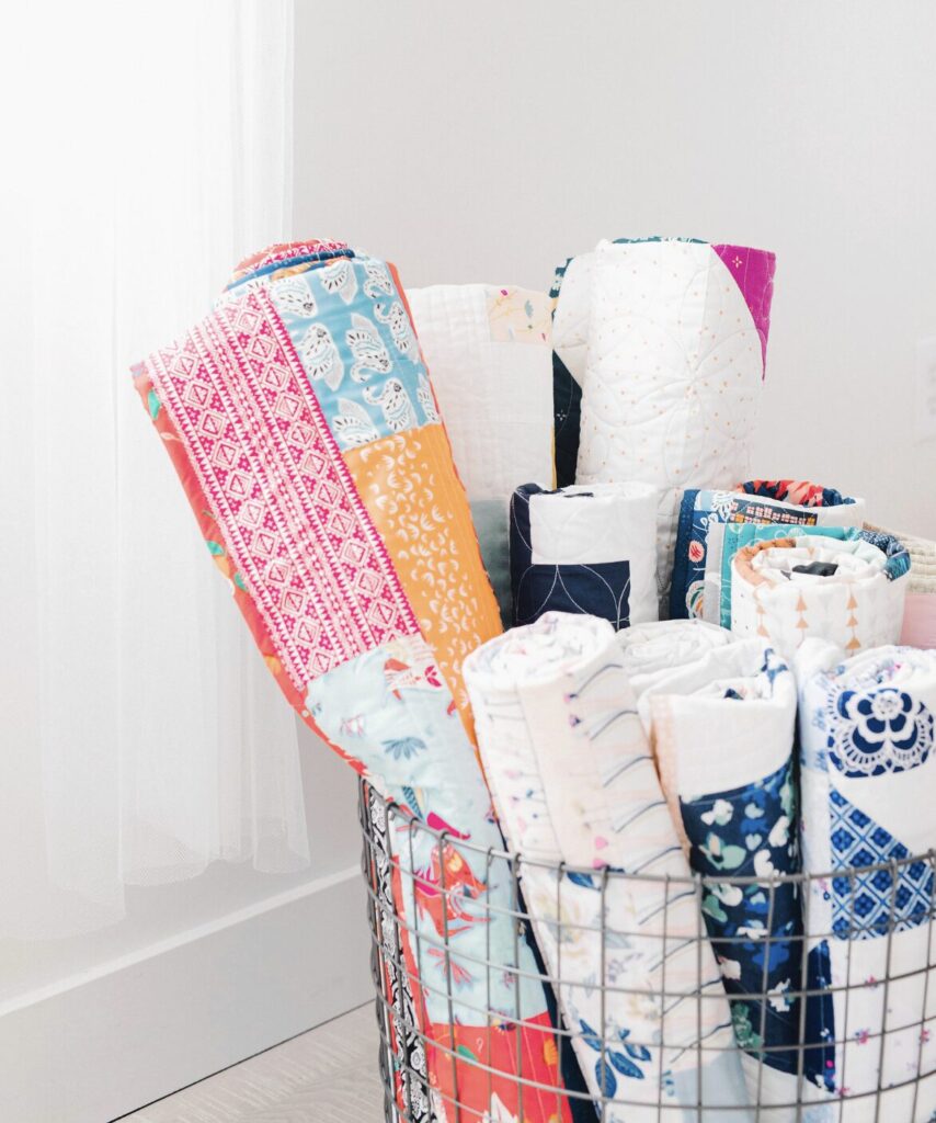 Displaying Quilts in a Basket