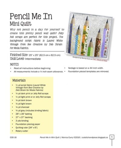 Pencil Me In - Fabric Requirements