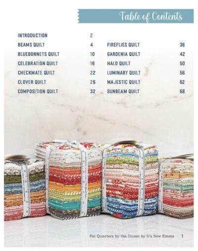 Fat Quarters By The Dozen - Table of Contents