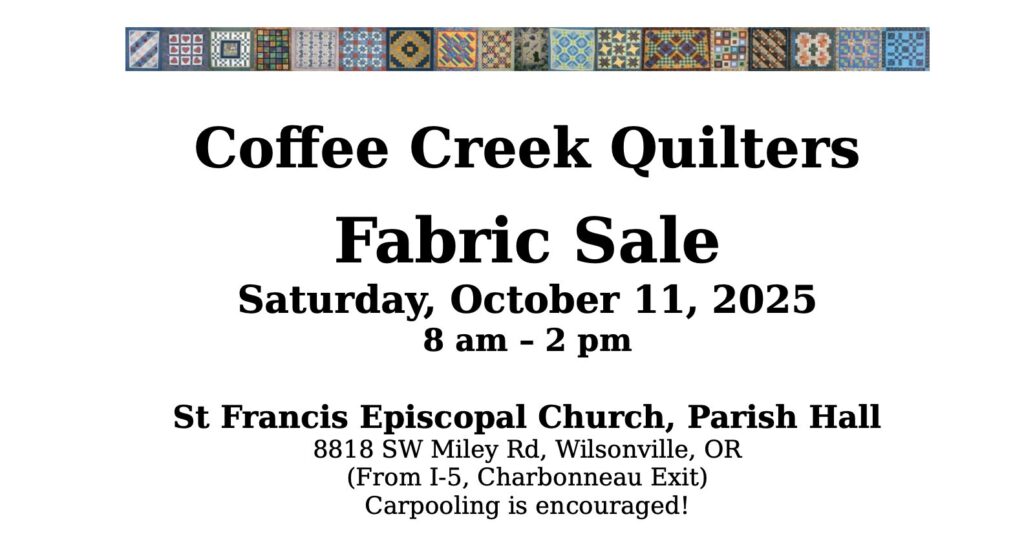 Coffee Creek Quilters - Annual Sale Announcement