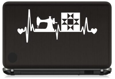 Sewing Machine Heart Rate Decal on Laptop