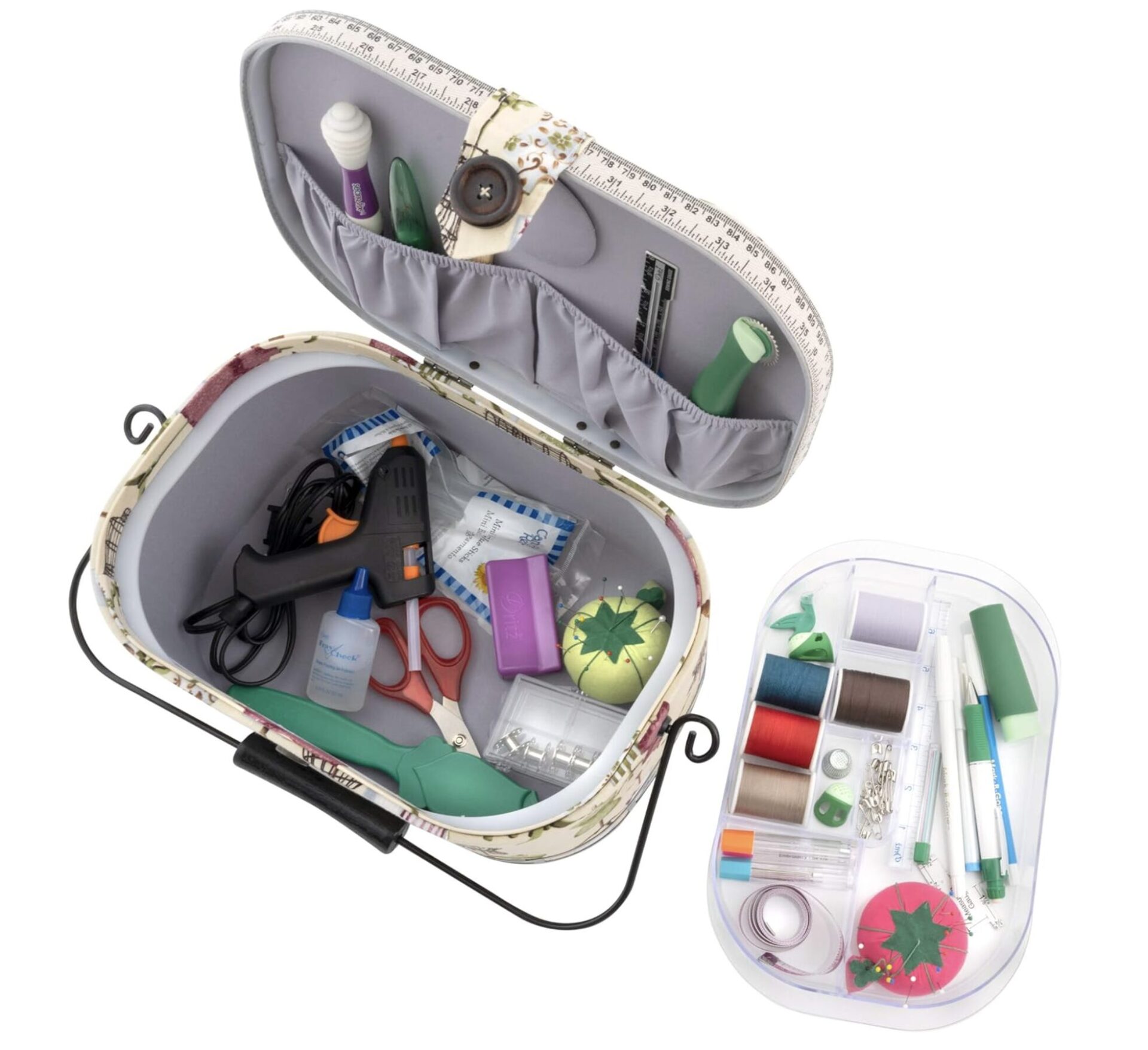 Dritz Vintage Style Sewing Basket - Tray Removed