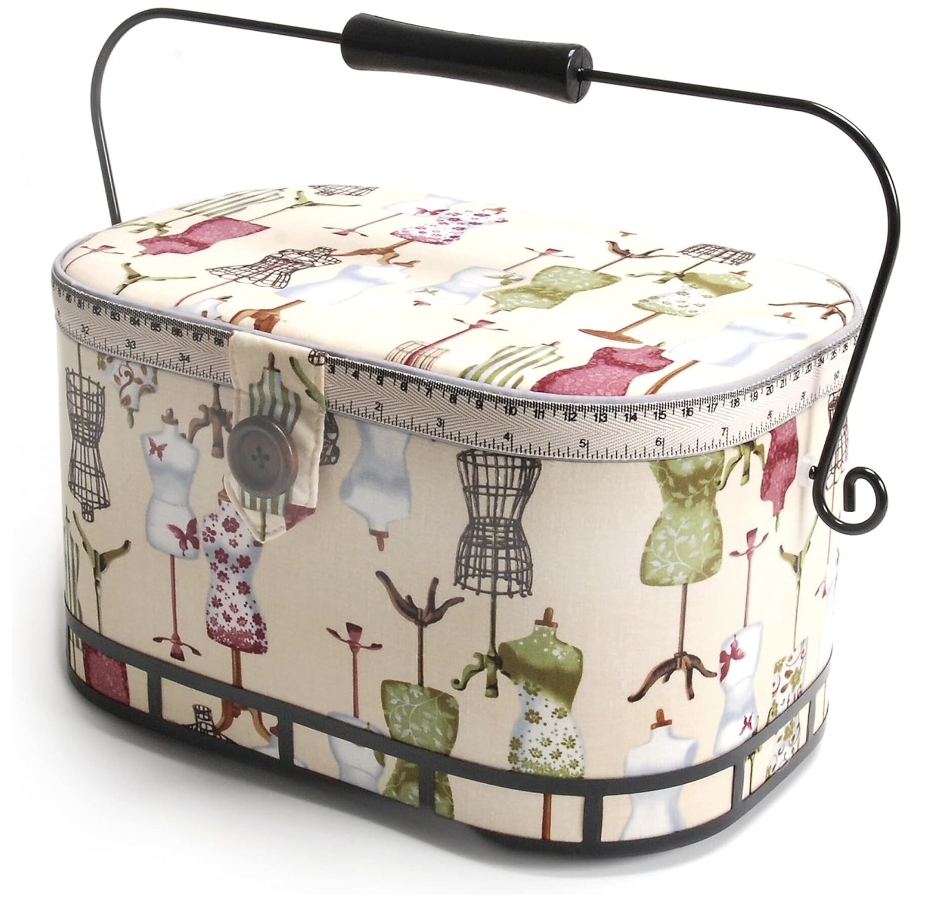 Dritz Vintage Style Sewing Basket with Metal Handle