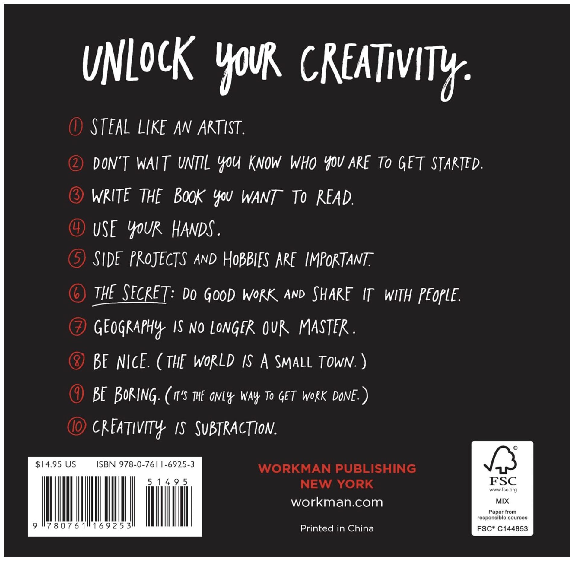 Steal Like an Artist - Back Cover