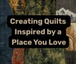 Banner text: 'Creating Quilts Inspired by a Place You Love' over a patchwork quilt background.