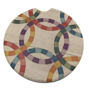 Quilty Car Coasters - Double Wedding Ring Block