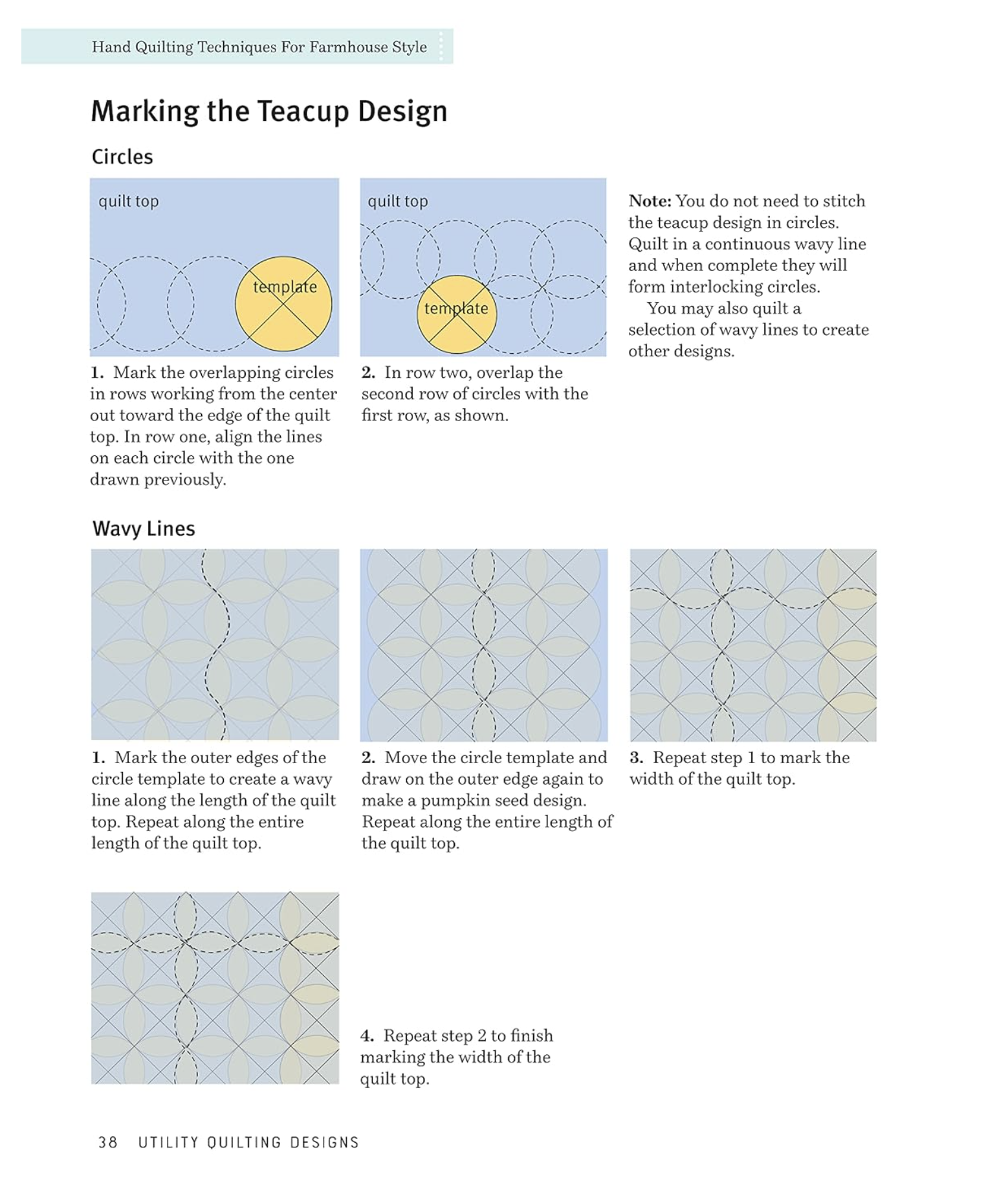 Hand Quilting Techniques for Farmhouse Style - Marking The Teacup Design