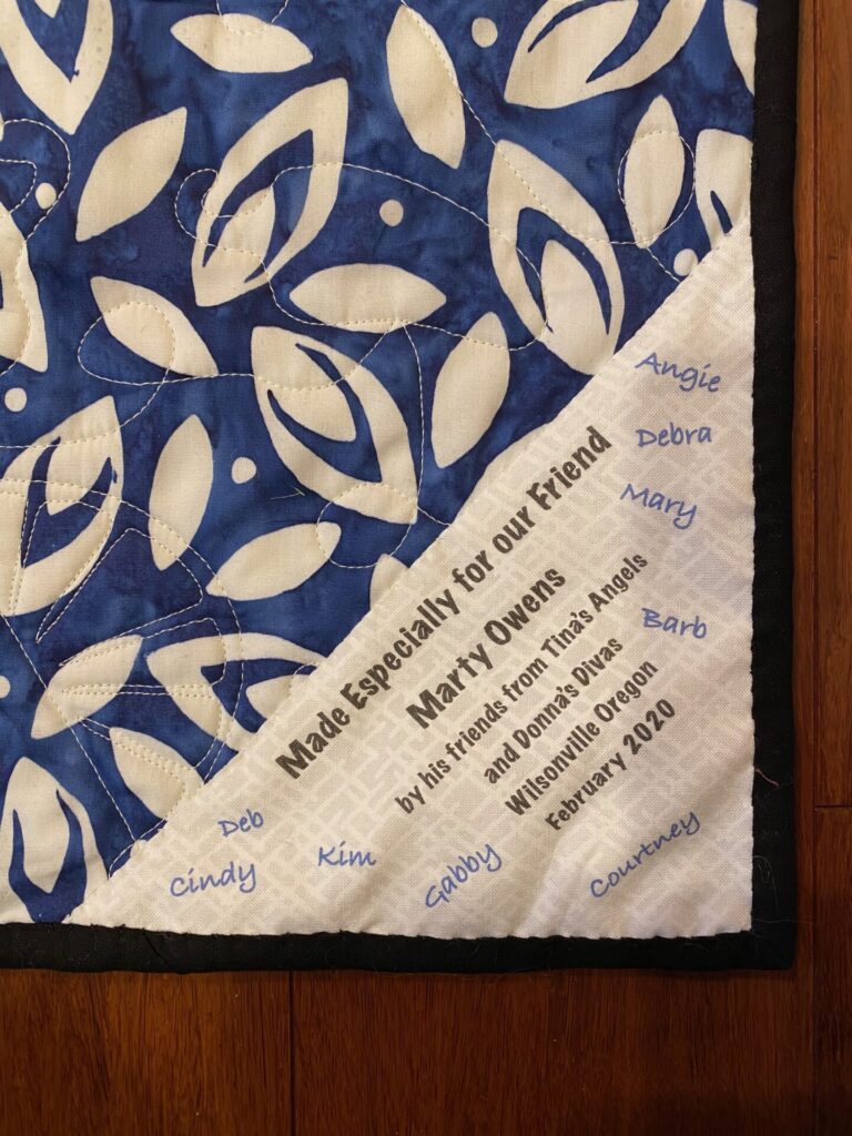 Memory Quilt Label - made for Marty Owens